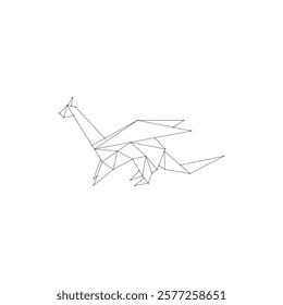 Dragon Polygonal Lines, can use for Logo, Pictogram, Mythology Creature Figure, Website, Apps, or Graphic Design Element. Vector Illustration