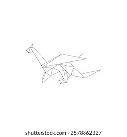 Dragon Polygonal Lines, can use for Logo, Pictogram, Mythology Creature Figure, Website, Apps, or Graphic Design Element. Vector Illustration