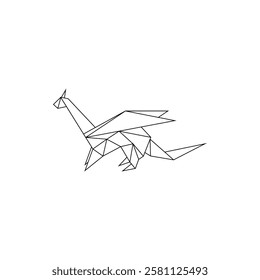 Dragon Polygonal Lines, can use for Logo, Pictogram, Mythology Creature Figure, Website, Apps, or Graphic Design Element. Vector Illustration