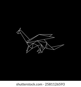 Dragon Polygonal Lines, can use for Logo, Pictogram, Mythology Creature Figure, Website, Apps, or Graphic Design Element. Vector Illustration