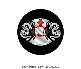 dragon punch fist fight boxing martial arts image emblem