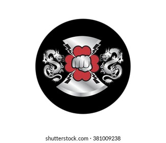 dragon punch fist fight boxing martial arts image emblem