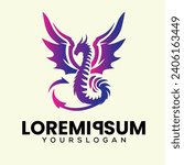 Dragon purple logo modern vector 