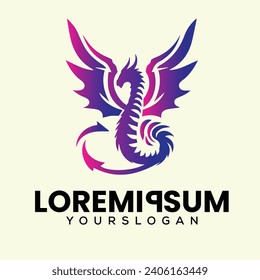 Dragon purple logo modern vector 