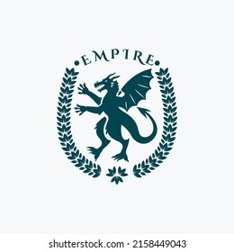 Dragon rampant badge logo vector