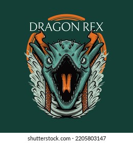 Dragon rex scream scary illustration