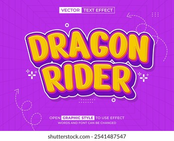 dragon rider texto editável, efeito de fonte, texto 3d para título