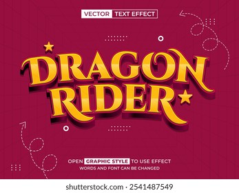 dragon rider texto editável, efeito de fonte, texto 3d para título