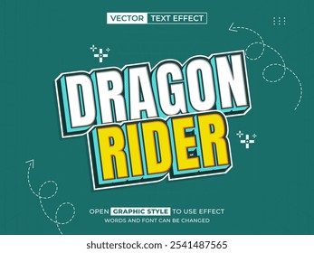 dragon rider texto editável, efeito de fonte, texto 3d para título