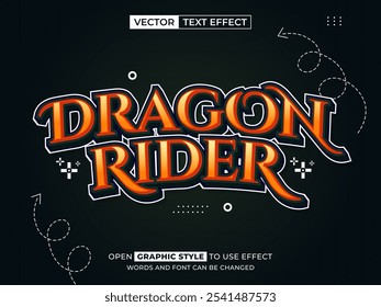 dragon rider texto editável, efeito de fonte, texto 3d para título