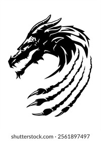 Dragon Rip Claw Illustration, Mythical Creature Silhouette Design