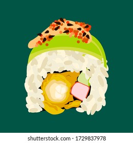 ilustración de vector de sushi de bobina de dragón 