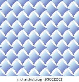 Dragon Scale Pattern. 3d Star Pattern in Blue Color. Made of Gradient Geometry. Seamless Background with a Gradient.