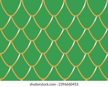 Dragon scale seamless pattern. Green reptile skin scale. Leather of alligator or crocodile wallpaper. Simple geometric ornamental dragon skin background. Vector.