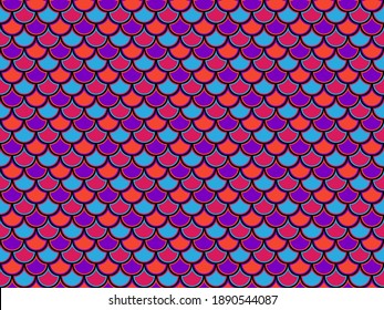 Dragon scales fairy vector repeatable ornament. Half-round waves texture. Snakeskin graphic wallpaper. Modern fabric design. Art dragon squama pattern.