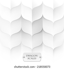 Dragon Scales, White Background Texture, Eps10 Vector