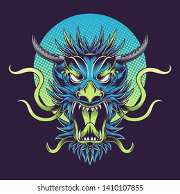 Dragon Scream Vector Illustration Tshirt Design