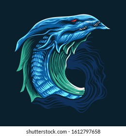 Dragon sea head vector illustration