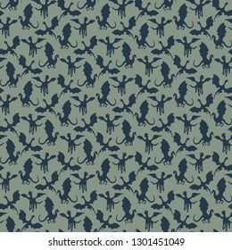 Dragon Seamless Pattern - Silhouettes of dragons repeating pattern design