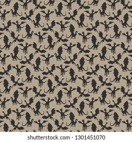 Dragon Seamless Pattern - Silhouettes of dragons repeating pattern design