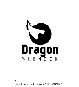 Dragon Send logo design. Sender in blank space of dragon cycle symbol template. Frame, alligator, and message in one logo