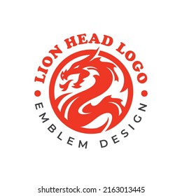 Dragon serpent circle emblem logo illustration. Red tribal dragon vector icon