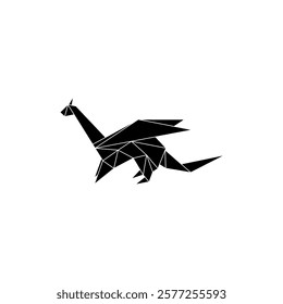 Dragon Shape Inspired by Origami Form, can use for Logo, Pictogram, Mythology Creature Figure, Website, Apps, or Graphic Design Element. Vector Illustration