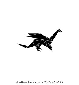 Dragon Shape Inspired by Origami Form, can use for Logo, Pictogram, Mythology Creature Figure, Website, Apps, or Graphic Design Element. Vector Illustration