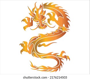 dragon shaped pattern silhouette golden patterns vector with white background