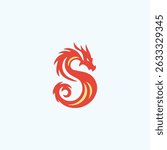 Dragon Shaped S Logo Vector, Mythical Asian Creature Logo for Esports, Tattoo, Cultural Design Chinese Style Symbol for Branding, Gaming, or Martial Arts