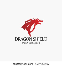 Dragon shield logo design concept. Vector illustration