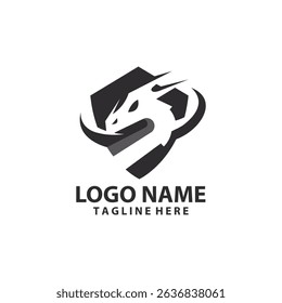 dragon shield logo design vector