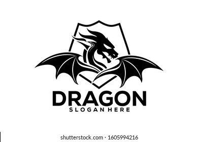 Dragon Shield Logo Icon, Dragon Logo Template, Dragon logo Vector illustration