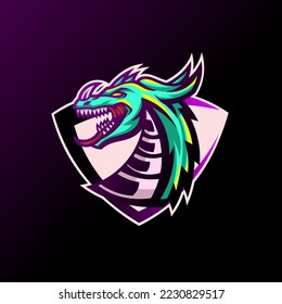 dragon and shield premium e-sport logo design. vector design and illustration. for esport logo, tshirt design and others