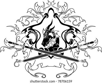 Dragon shield with swords