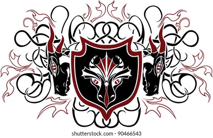 Dragon shield. vector illustration for web