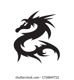 Dragon sign vector illustration /Dragon Tattoo / Tribal Dragon / black and white 