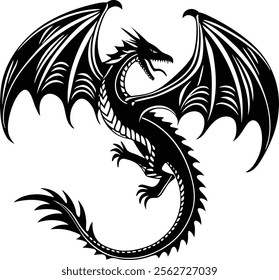 Dragon Silhouette Back view Illustration Art