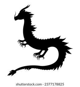 Dragon silhouette. Chinese zodiac sign. Symbol of the year. Vector illustration isolated on a white background.