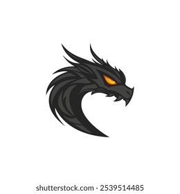 Dragon silhouette in a circle logo vector design illustration