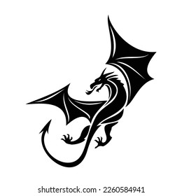 dragon silhouette design. mythology creature sign and symbol.