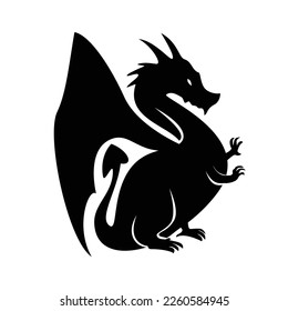 dragon silhouette design. mythology creature sign and symbol.