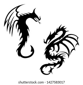 Dragon silhouette design vector art