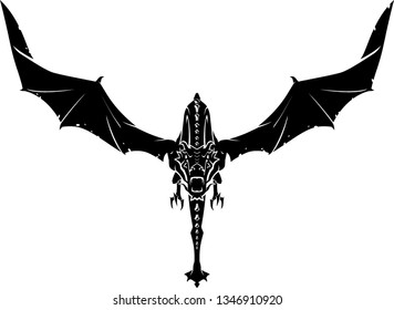 Dragon Silhouette Flying, Frontal Fierce