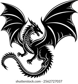 Dragon Silhouette Front View Face Left Side view Illustration Art