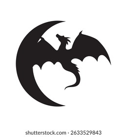 Dragon silhouette, Dragon head, dragon wings silhouette
