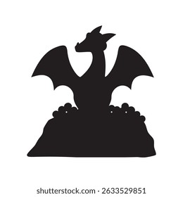 Dragon silhouette, Dragon head, dragon wings silhouette