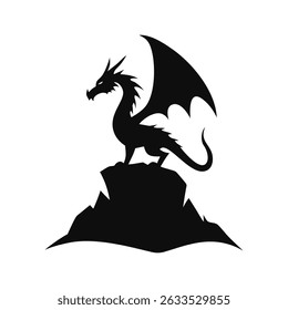 Dragon silhouette, Dragon head, dragon wings silhouette