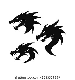 Dragon silhouette, Dragon head, dragon wings silhouette