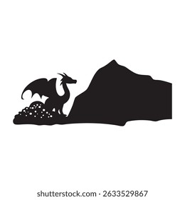 Dragon silhouette, Dragon head, dragon wings silhouette